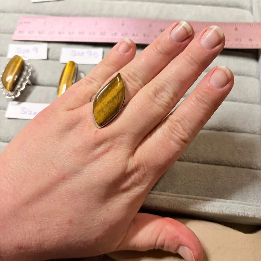 Tiger's Eye Ring with Silver Band